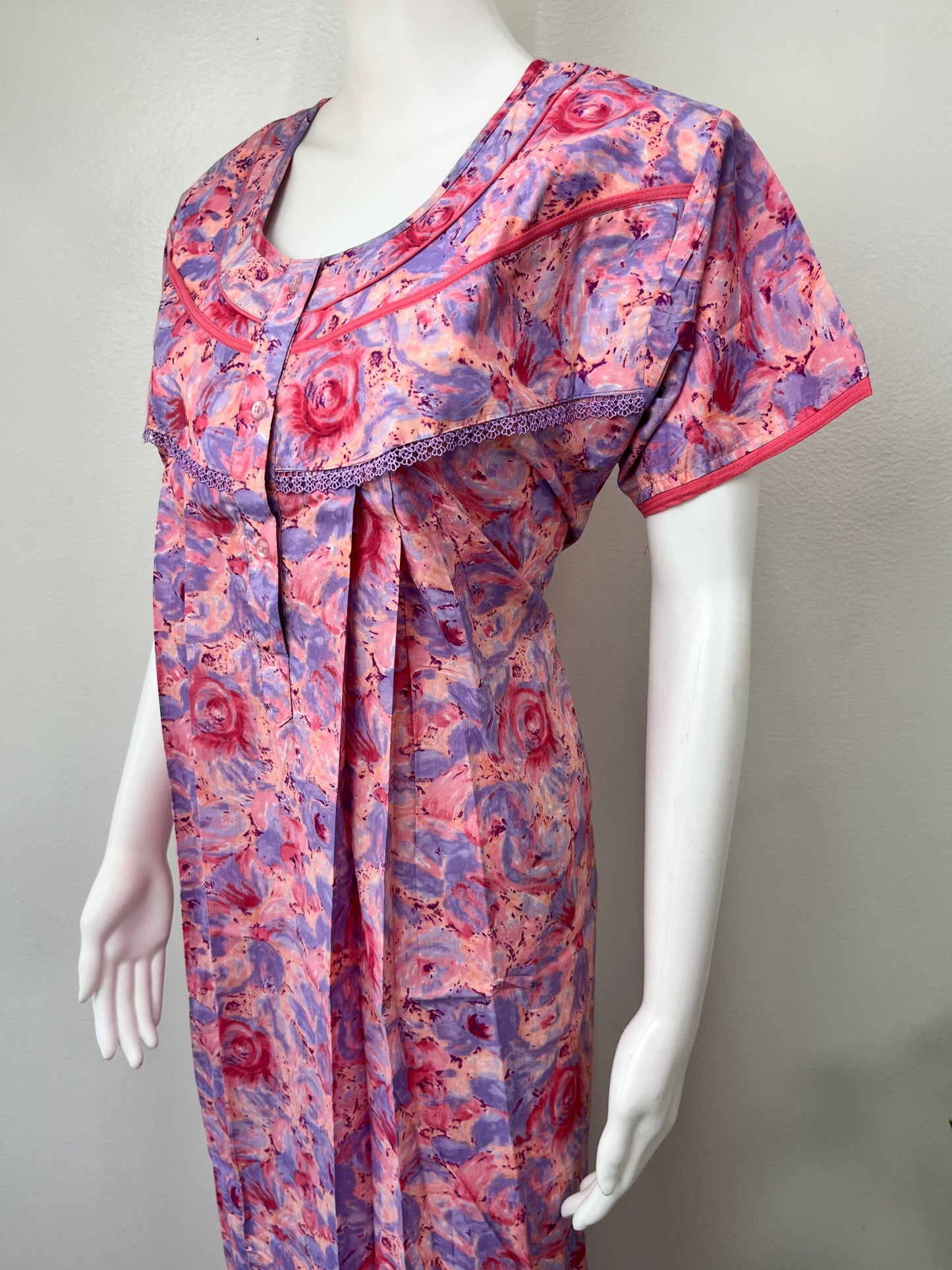Pink & Blue Pure Cotton Nightgown for Women