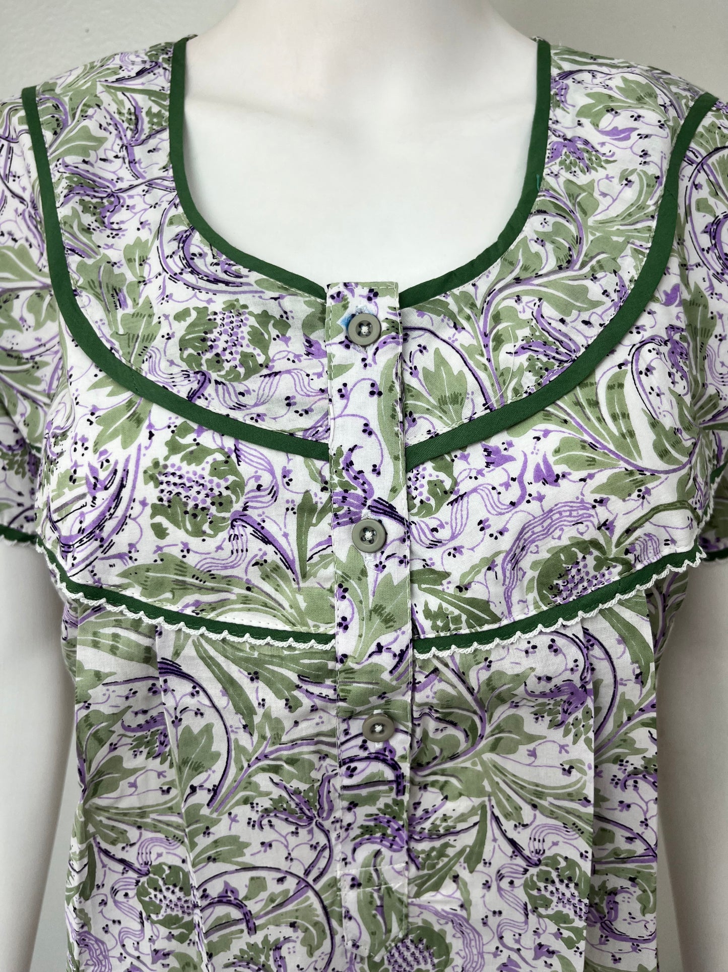 White & Purple Pure Cotton Nighty with Digital Print