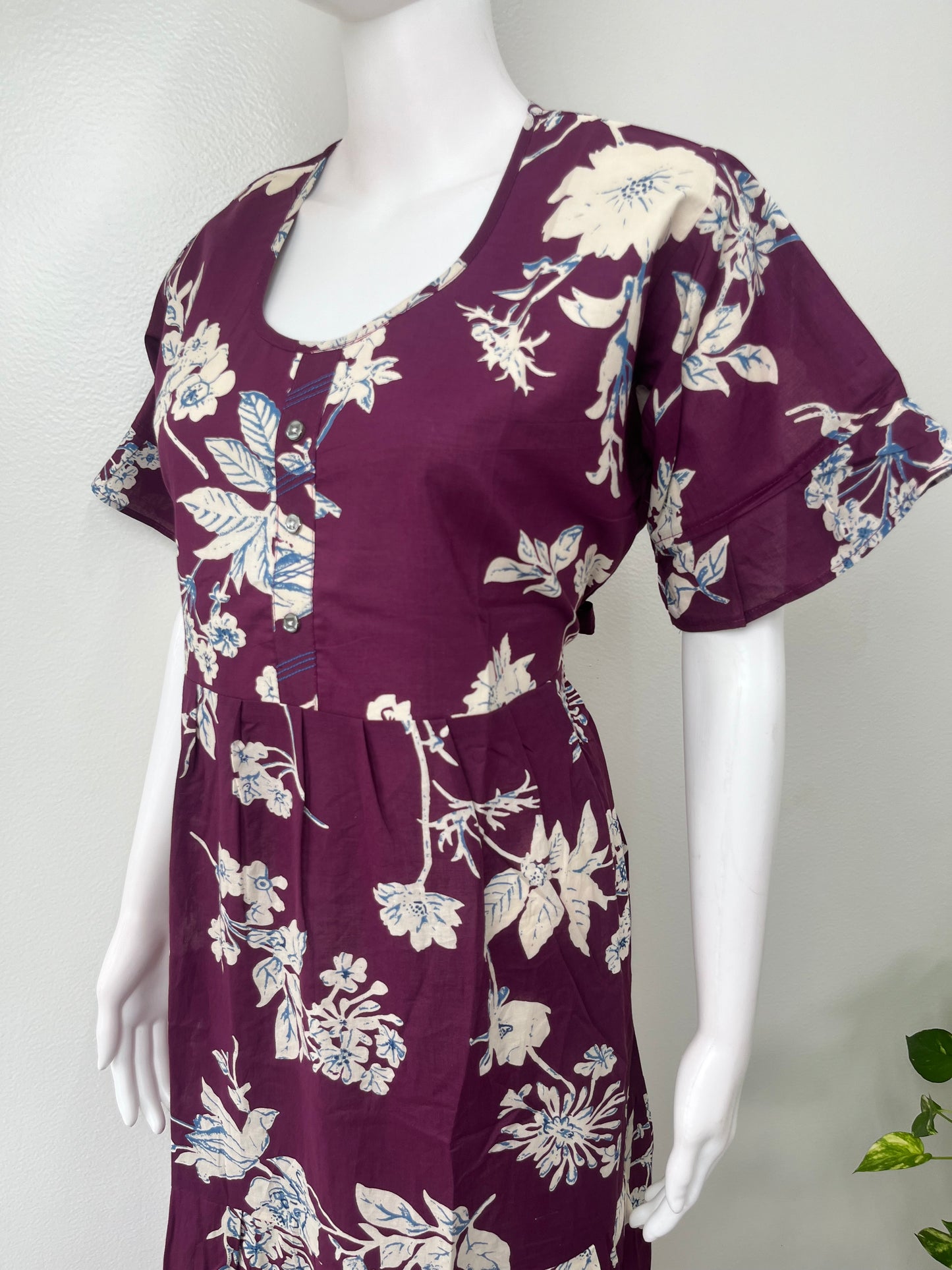 Purple Umbrella Style Cambric Cotton Nightgown