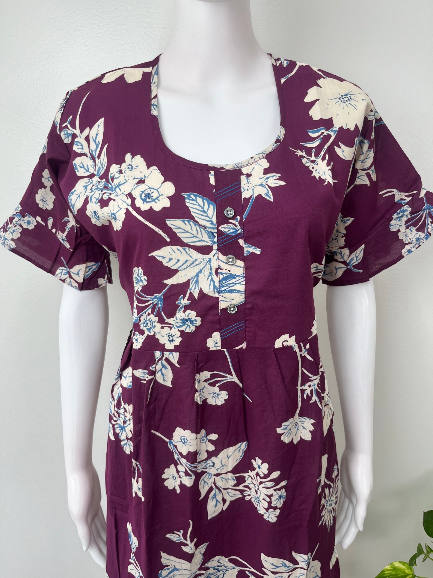 Purple Umbrella Style Cambric Cotton Nightgown