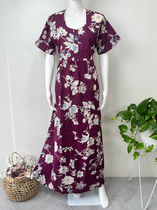Purple Umbrella Style Cambric Cotton Nightgown