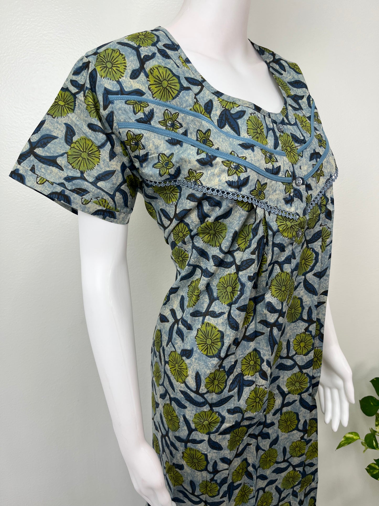 Floral Cambric Cotton Nighty for Women