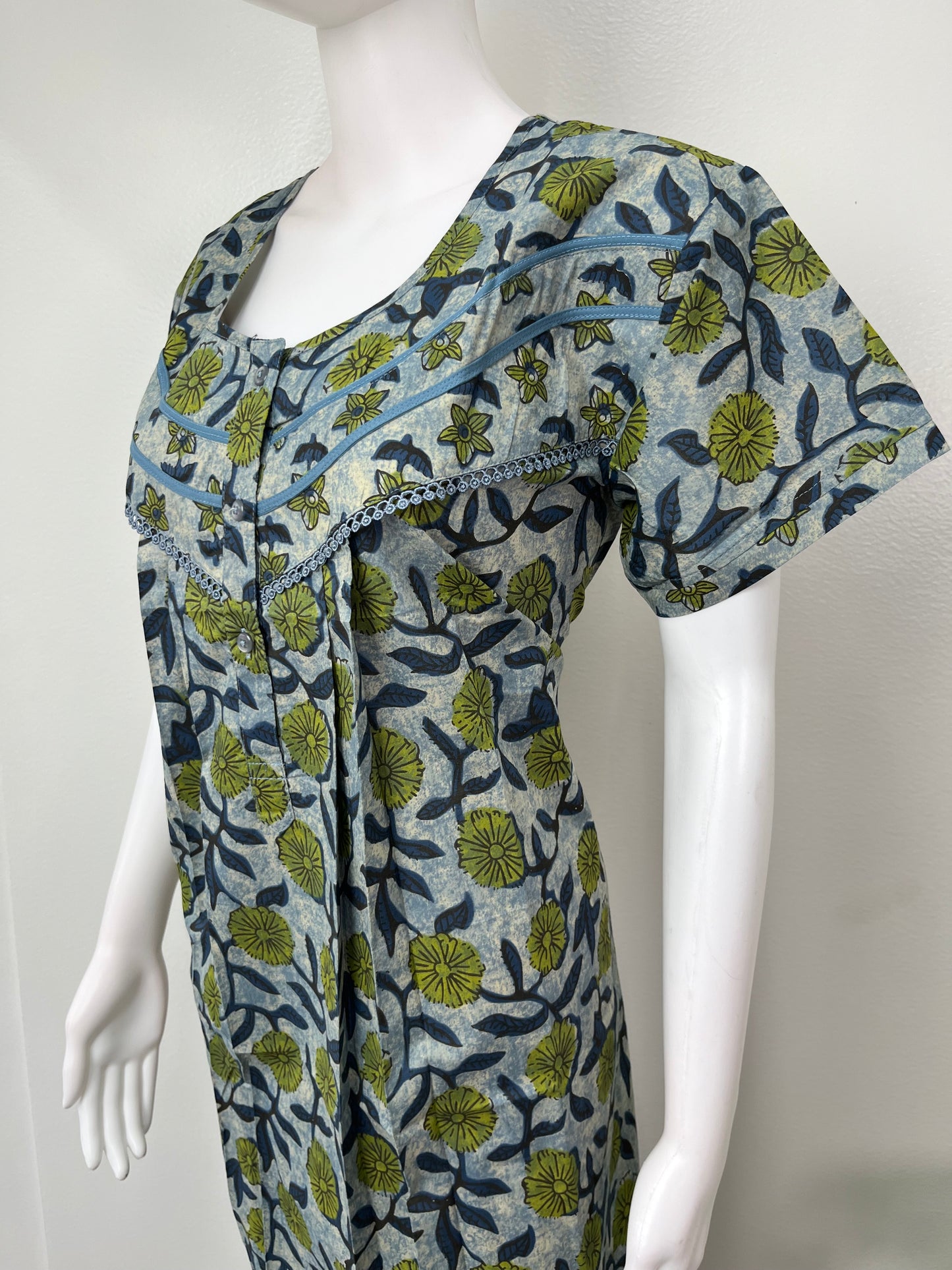 Floral Cambric Cotton Nighty for Women
