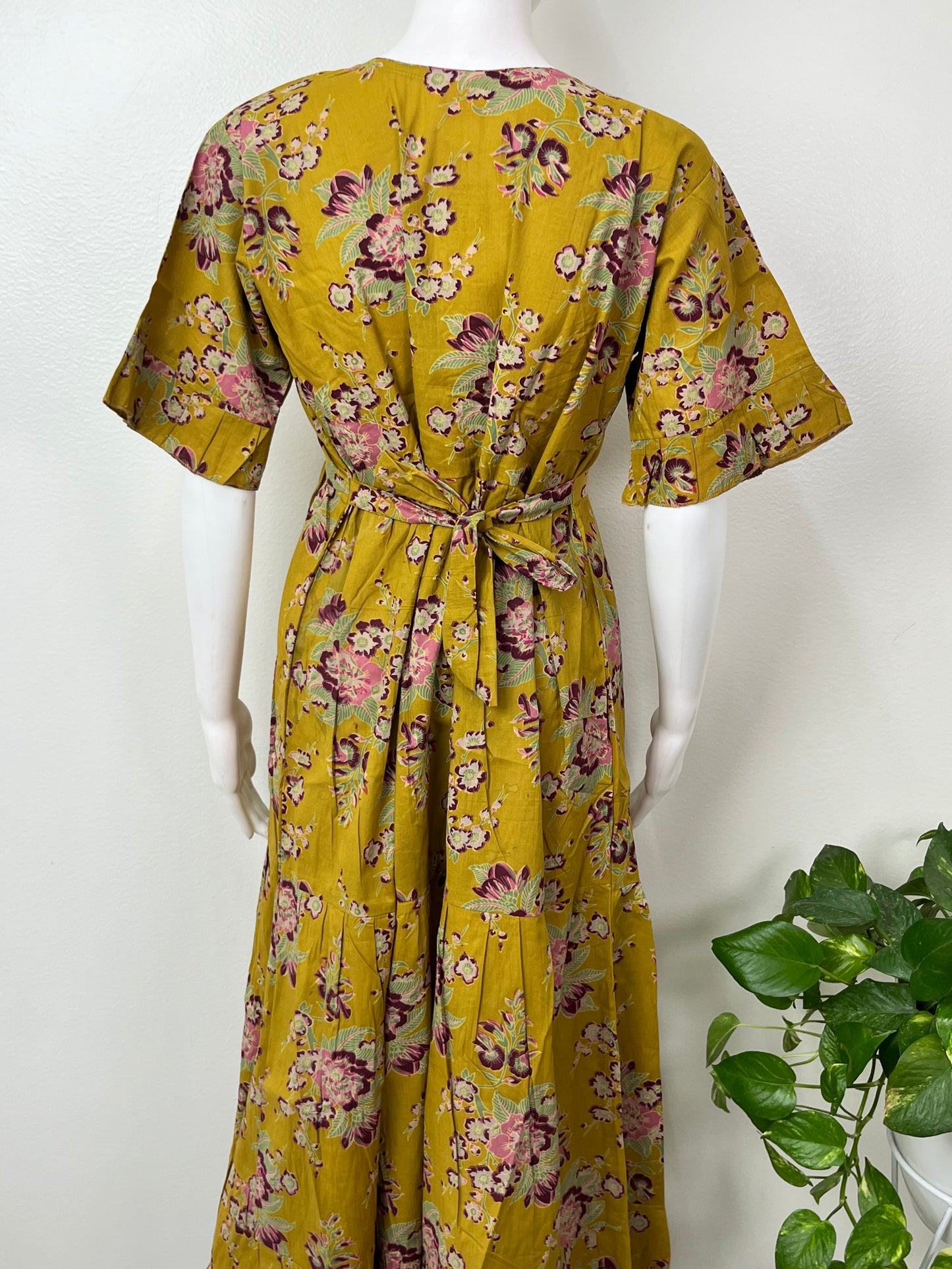 Mustard Frock Style Cambric Cotton Nighty for Women