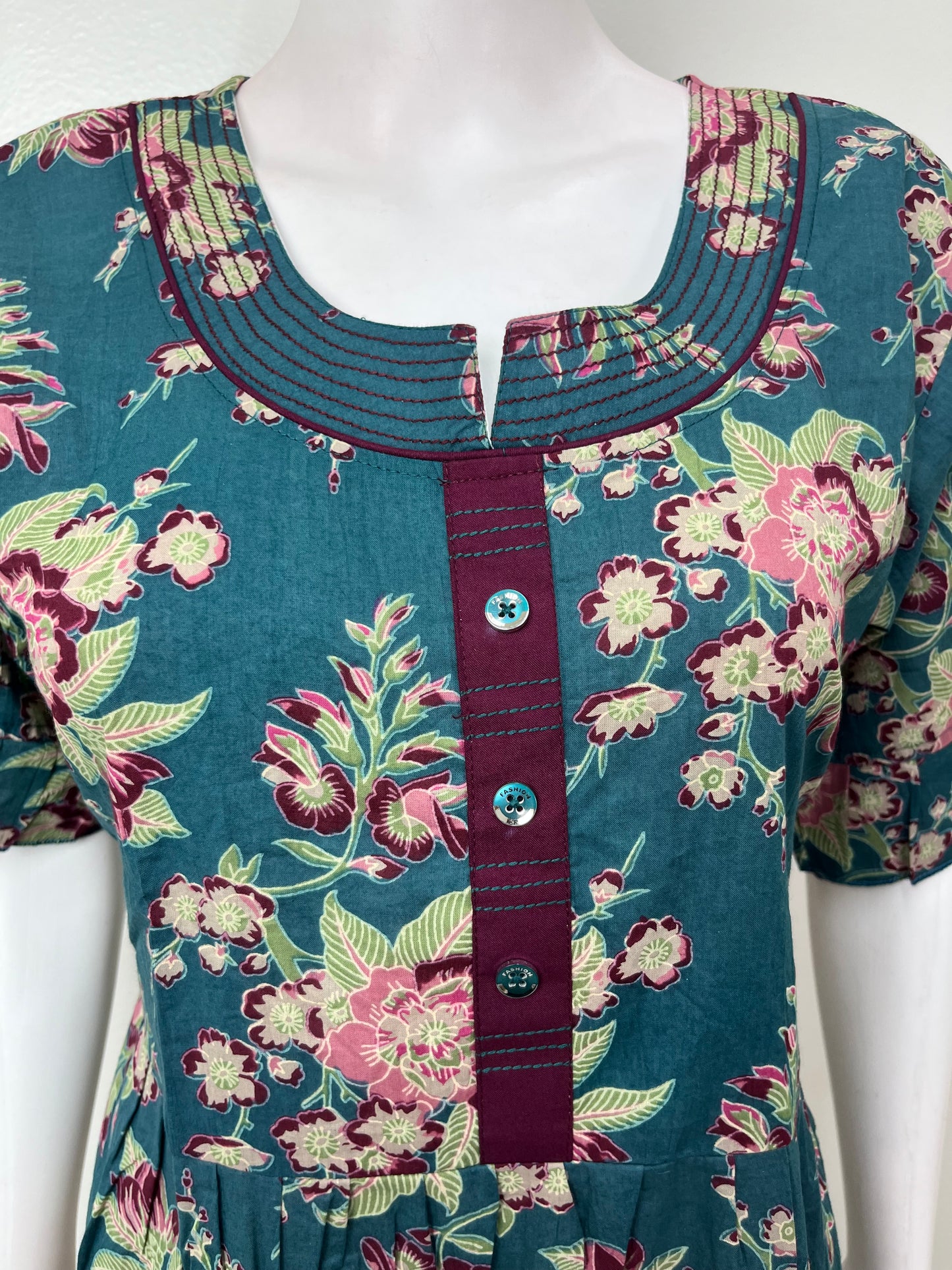 Bottle Green Cambric Cotton Umbrella Style Nightgown