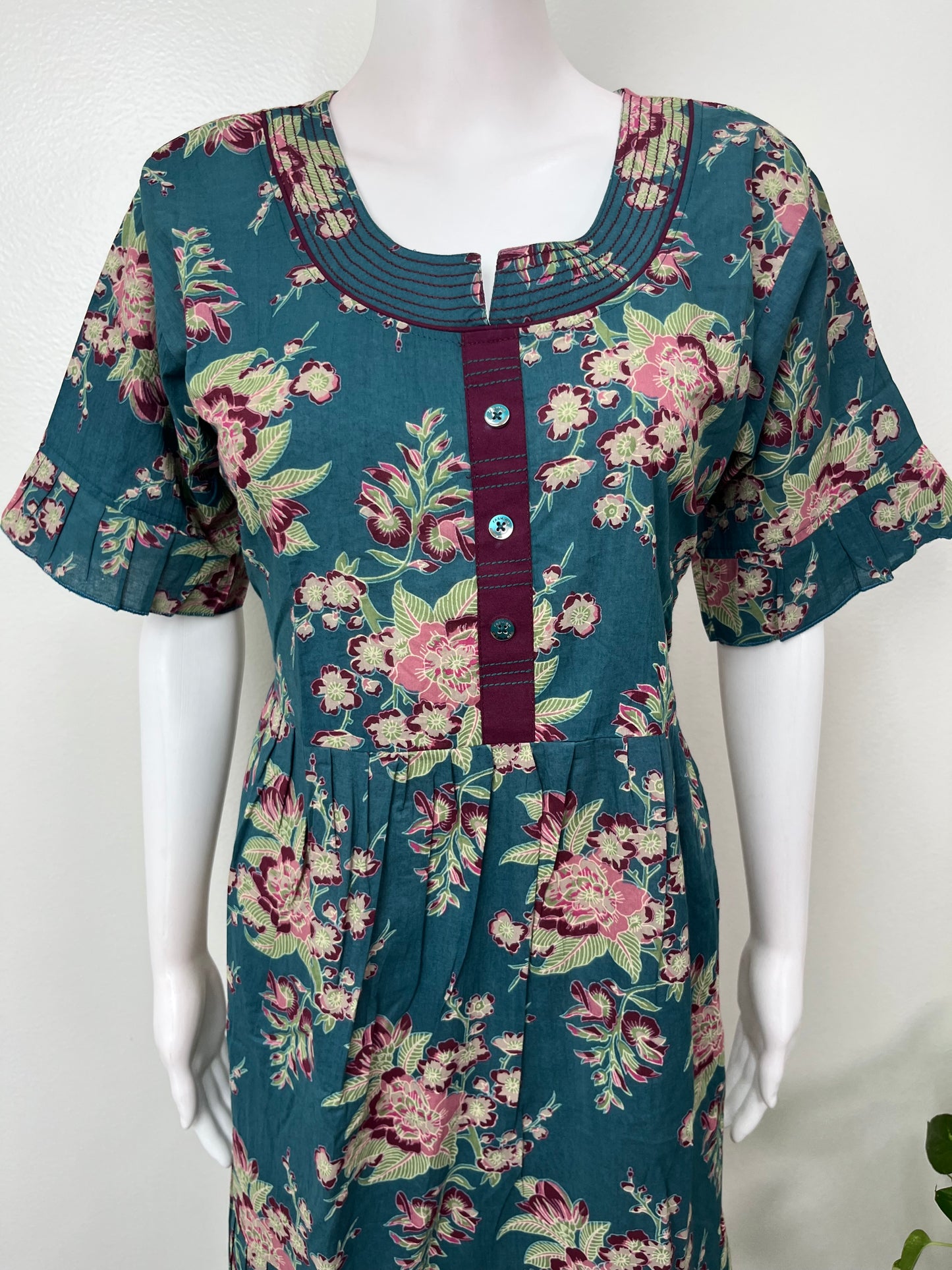 Bottle Green Cambric Cotton Umbrella Style Nightgown