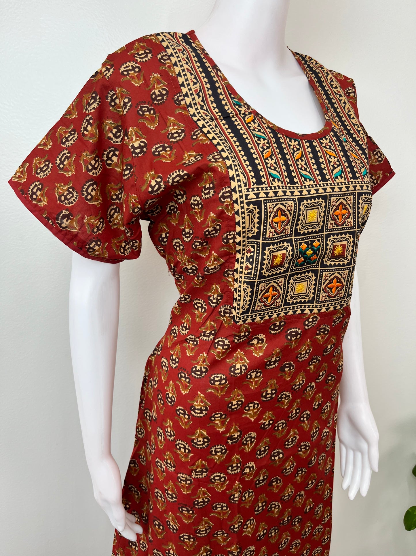 Kalamkari Printed Cambric Cotton Nighty
