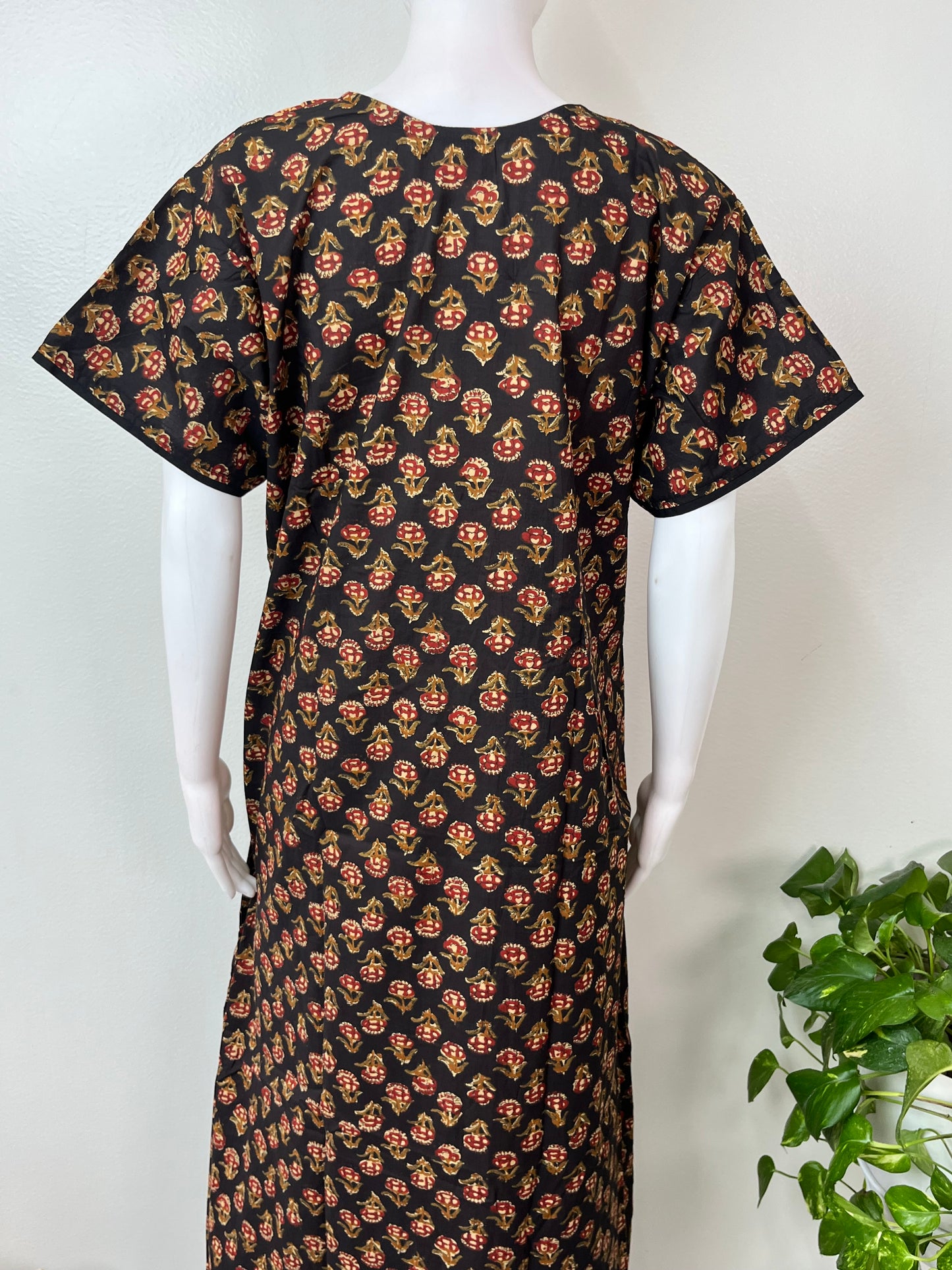 Kalamkari Embroidered Cambric Cotton Nighty for Women