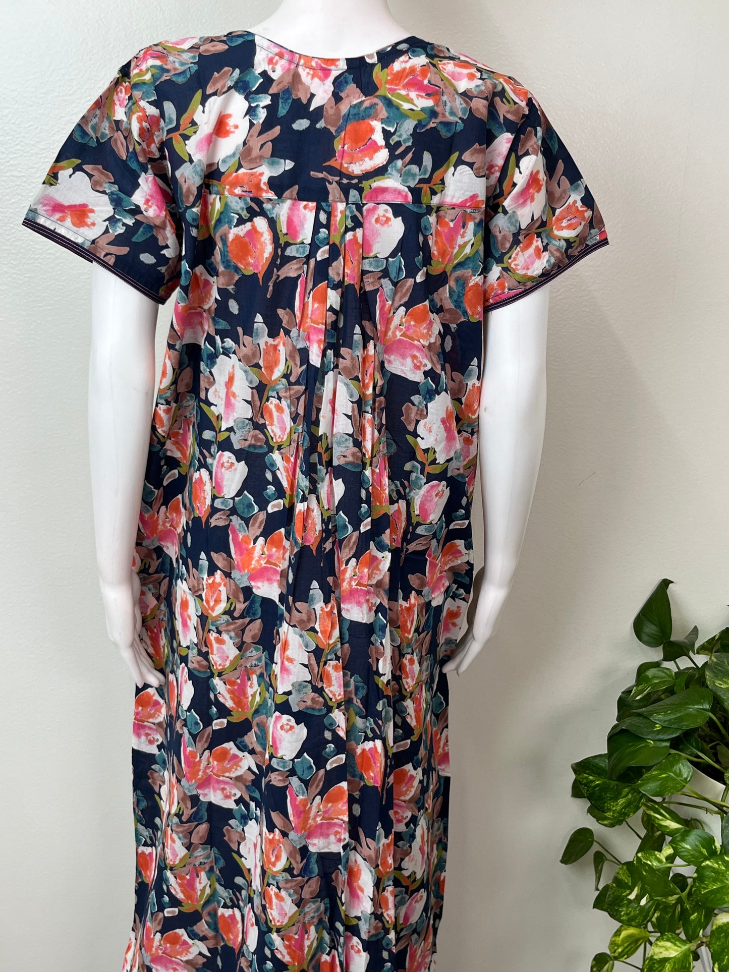 Floral Printed Cambric Cotton Women's Nightgown