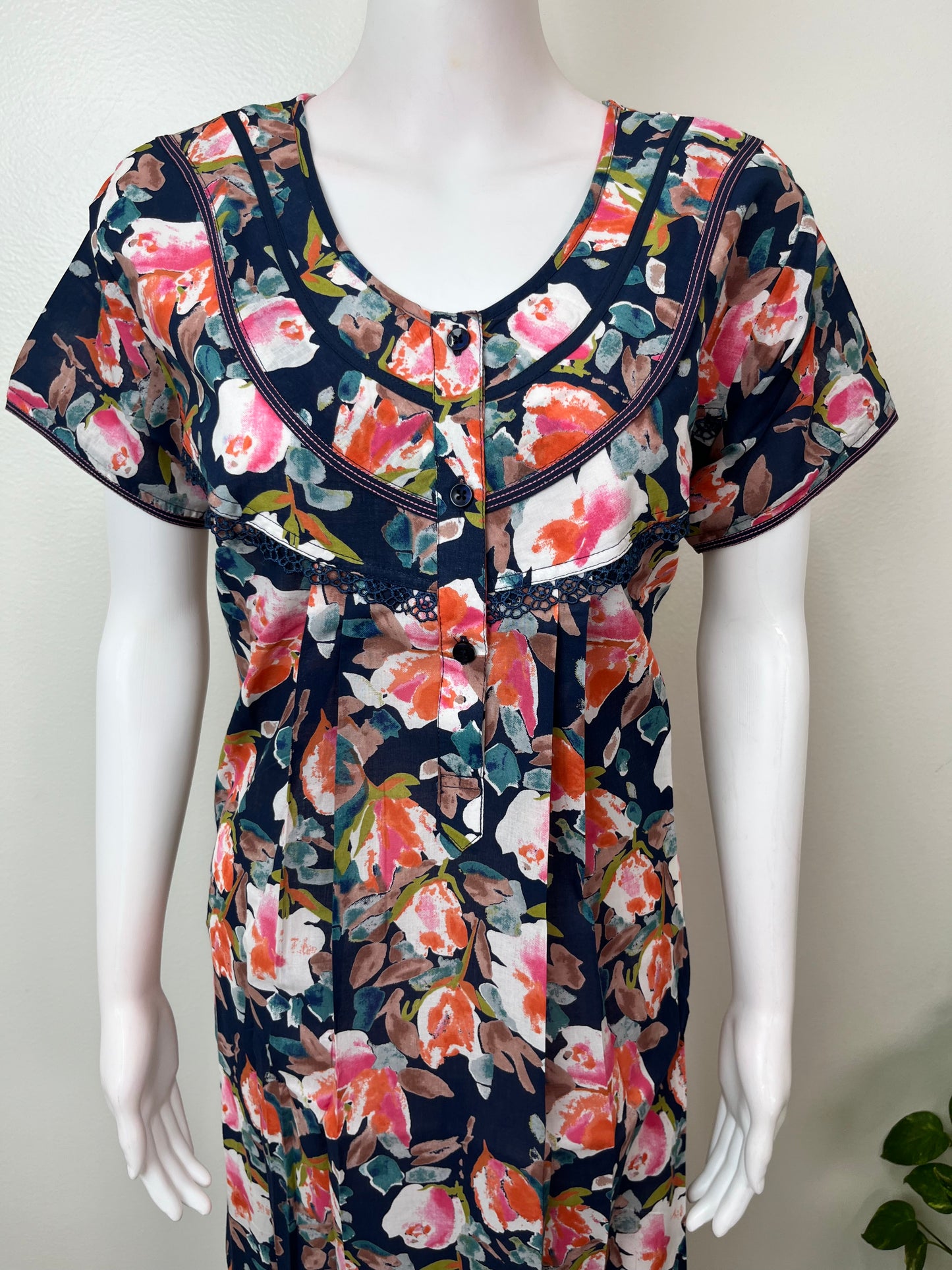 Floral Printed Cambric Cotton Women's Nightgown