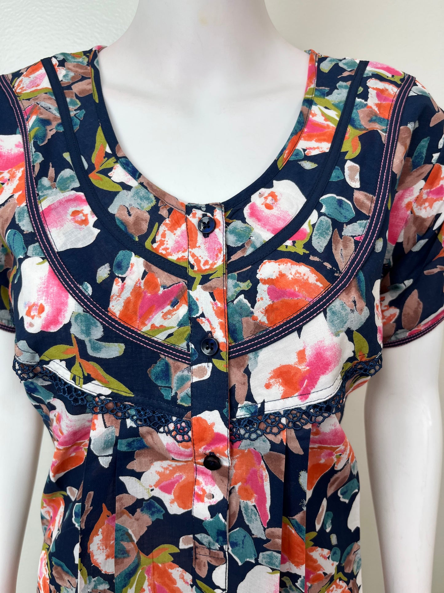 Floral Printed Cambric Cotton Women's Nightgown