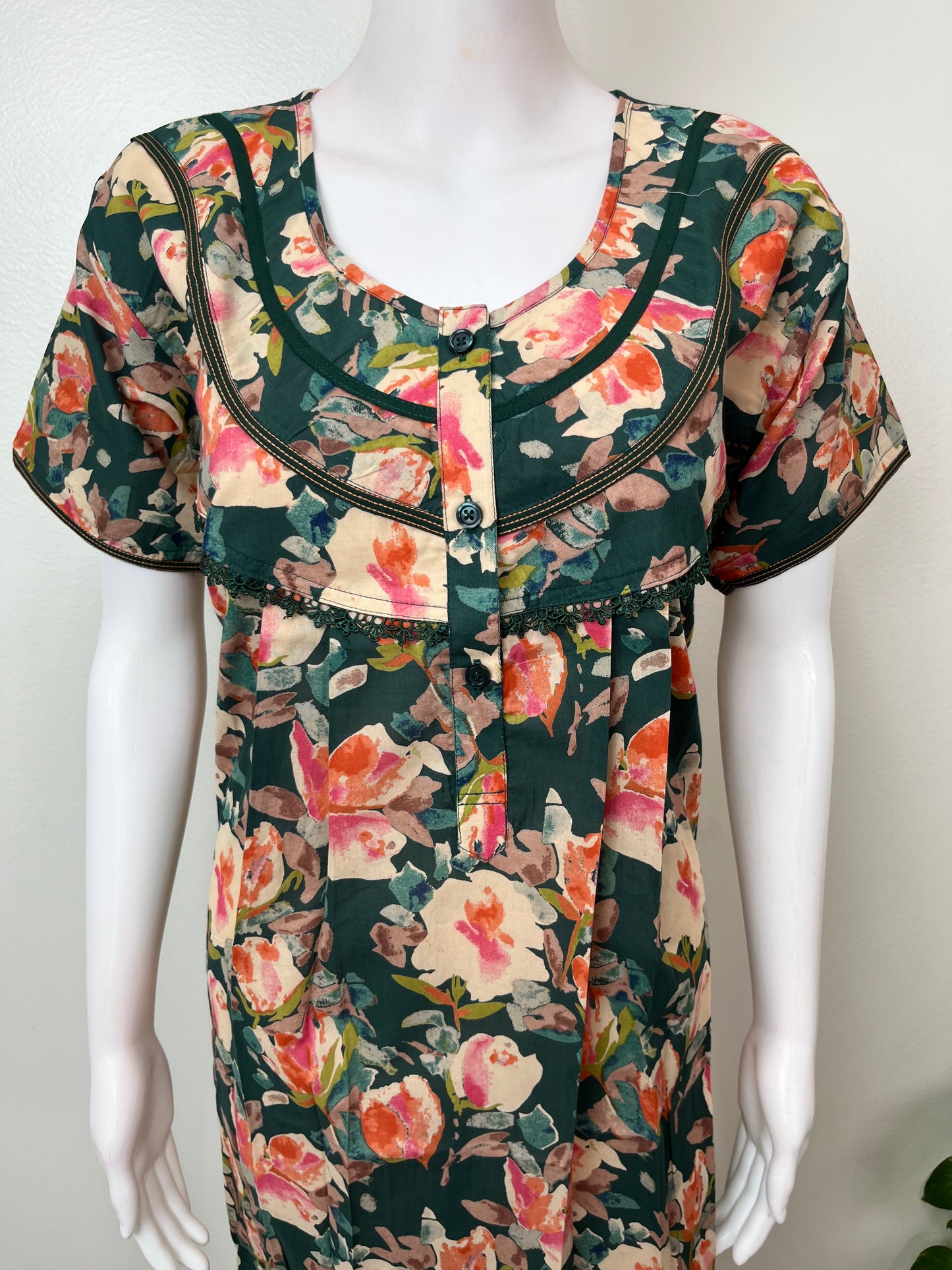 Bottle Green Cambric Cotton Nighty Soft & Comfortable