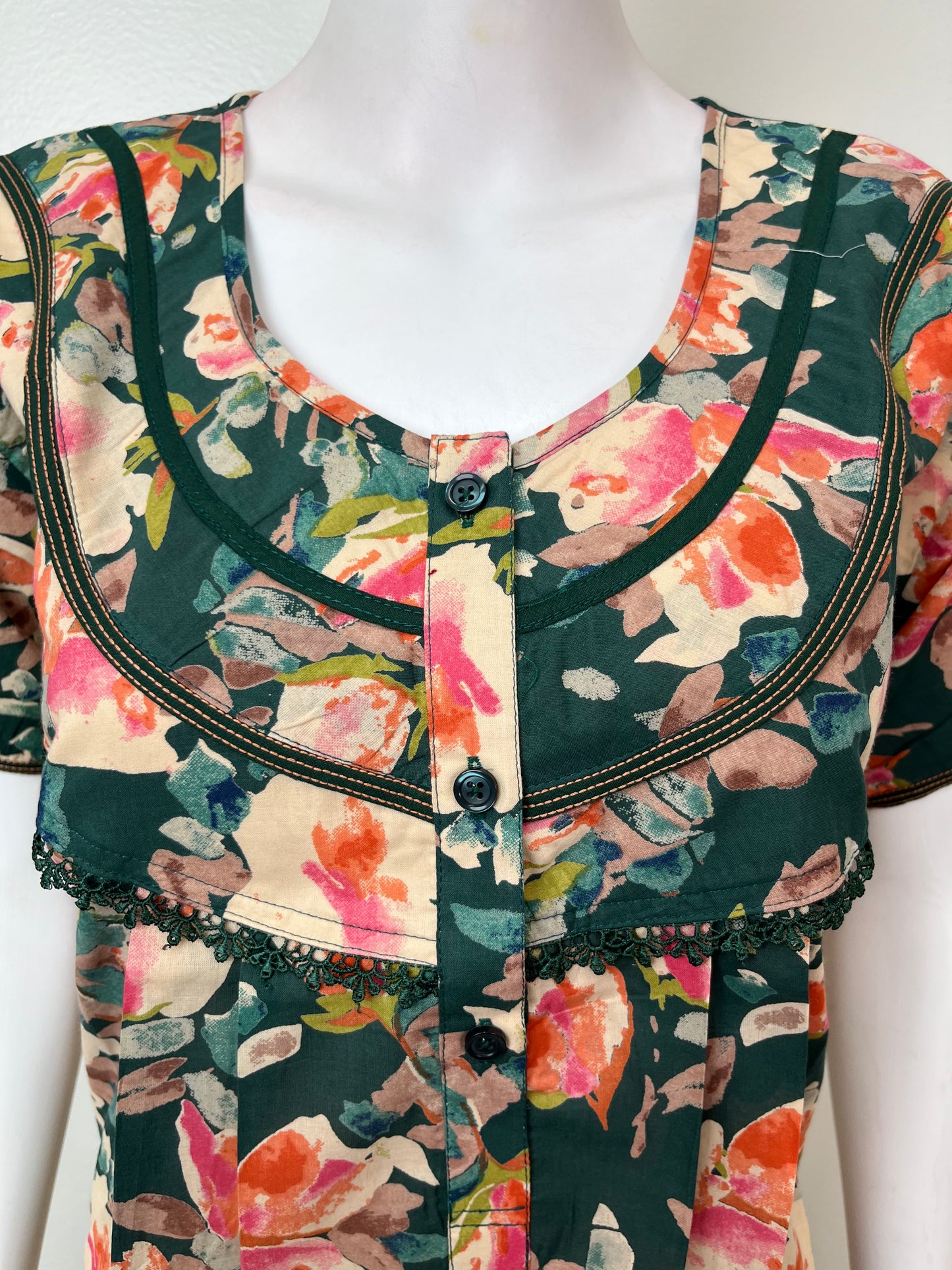 Bottle Green Cambric Cotton Nighty Soft & Comfortable