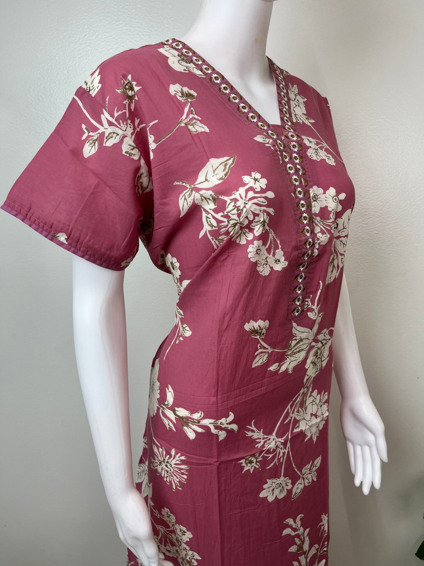 Peach Cambric Cotton Elegant Nightgown