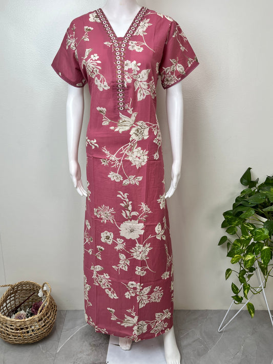 Peach Cambric Cotton Elegant Nightgown