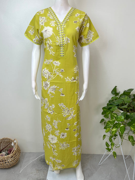 Cambric Cotton Floral Printed Women's Nightgown