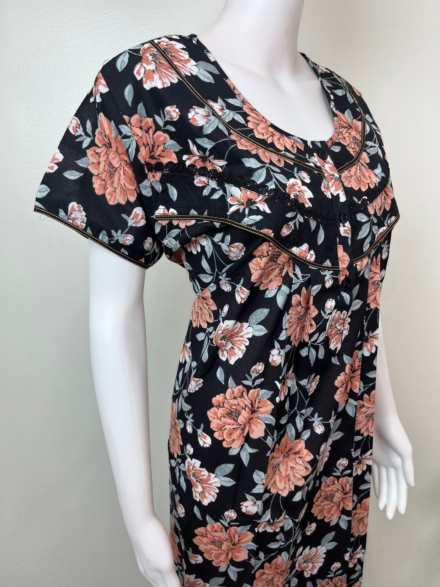 Floral Cambric Cotton Nighty Elegant & Breathable