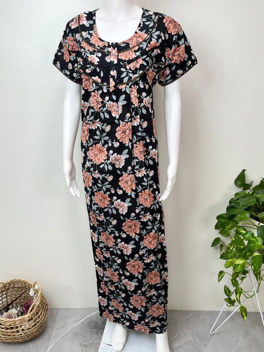 Floral Cambric Cotton Nighty Elegant & Breathable