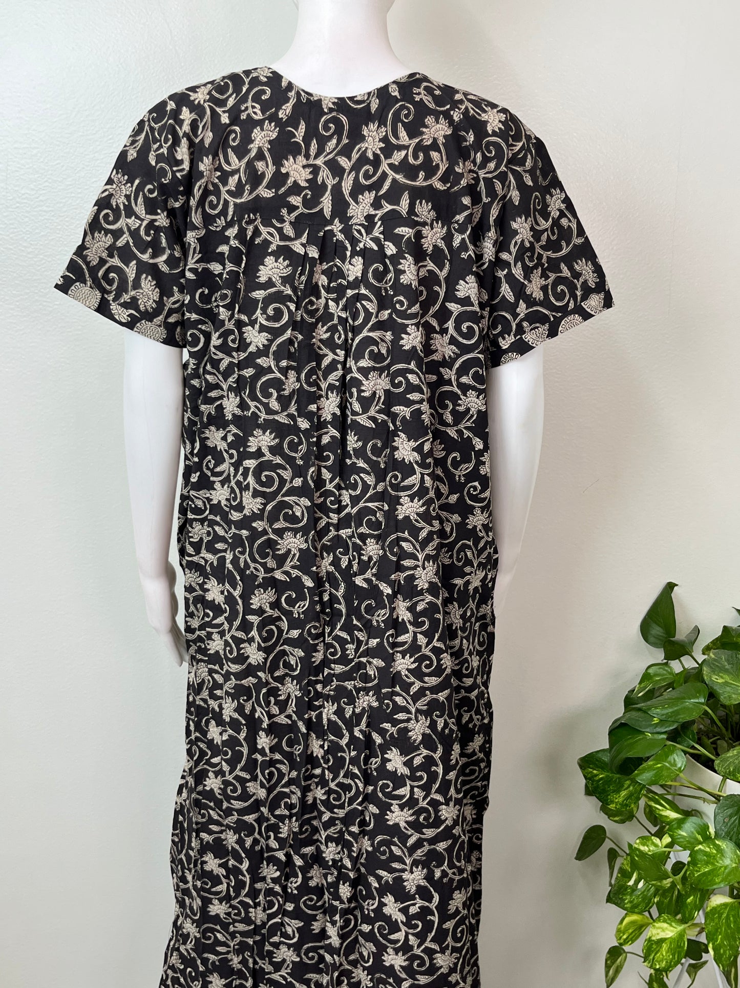 Black Cambric Cotton Nighty Elegant & Breathable