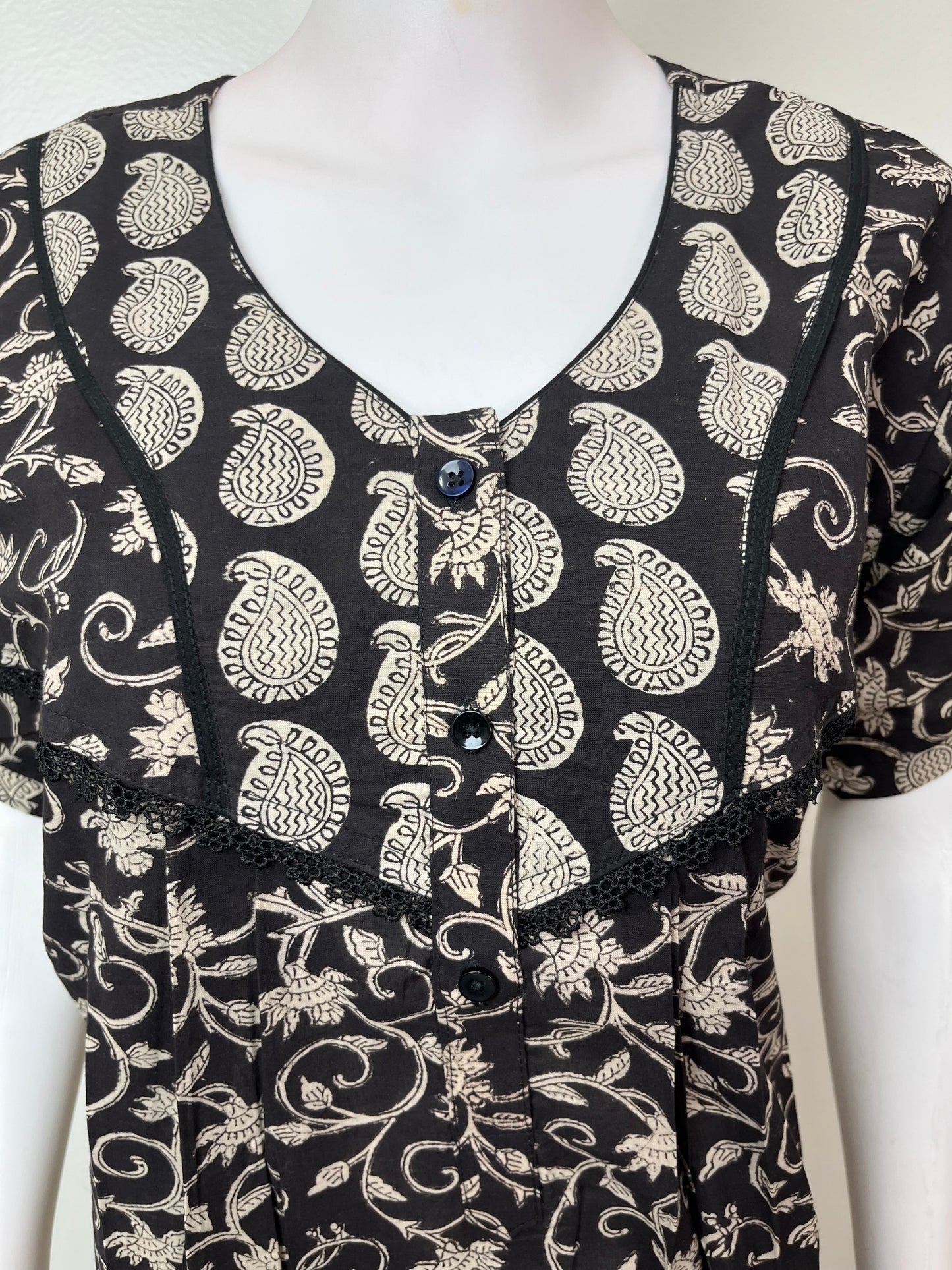 Black Cambric Cotton Nighty Elegant & Breathable