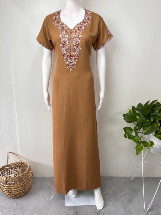 Caramel Premium Alpine Embroidered Nightgown