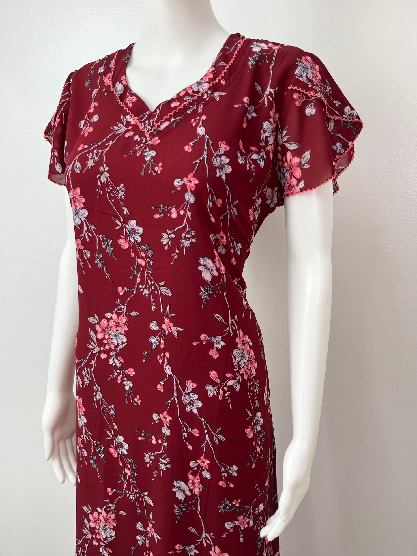 Maroon Premium Chiffon Fabric Nighty for Women