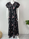 Black Chiffon Fabric Nightgown Soft & Breathable for Women
