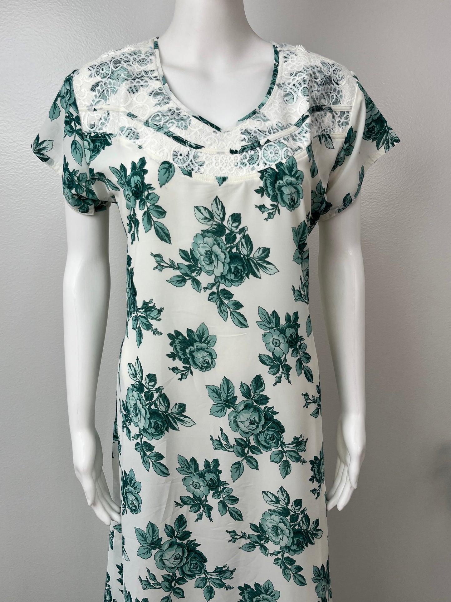 Green Flora Chiffon Soft & Breathable Nighty for Women
