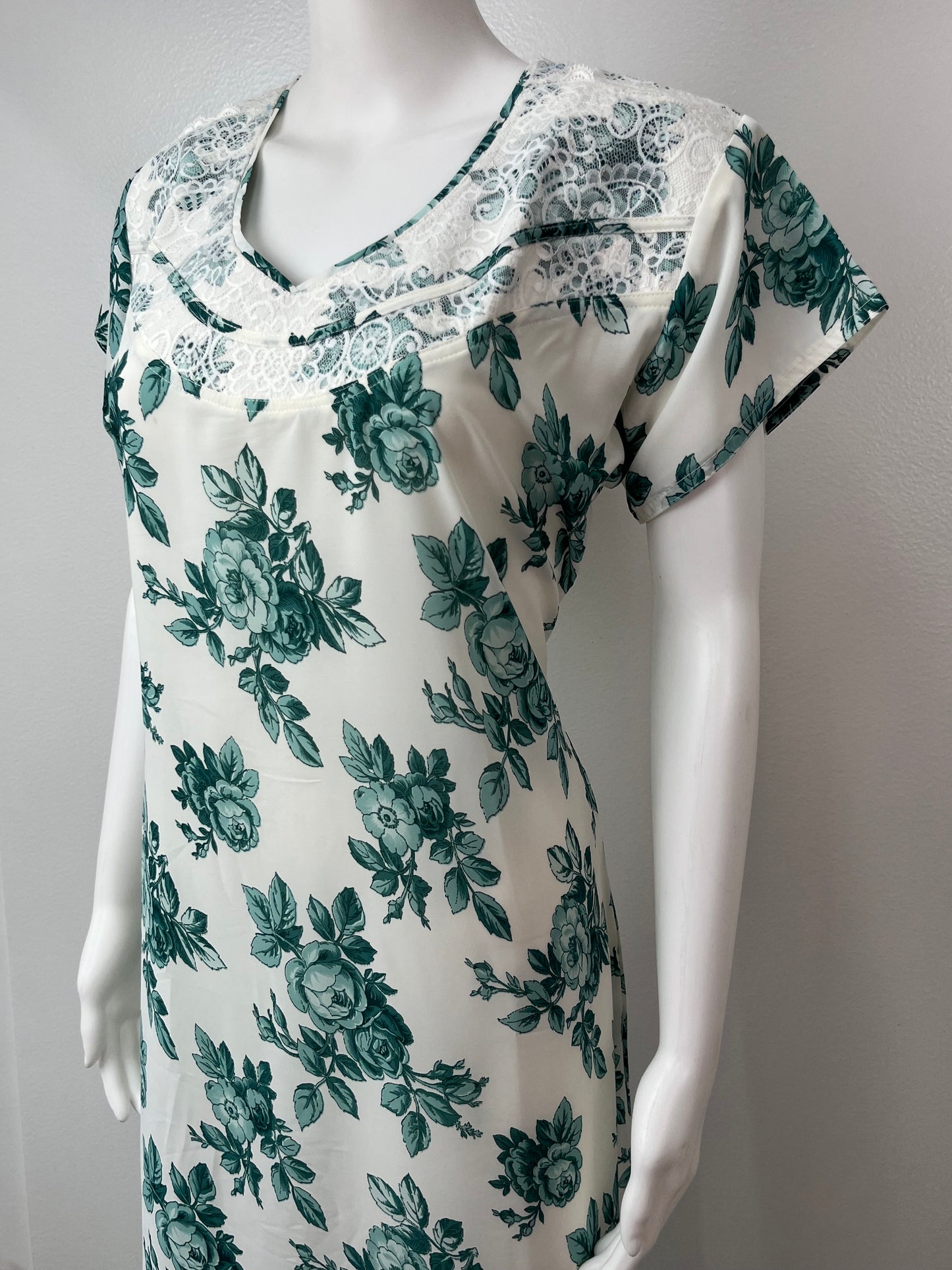 Green Flora Chiffon Soft & Breathable Nighty for Women