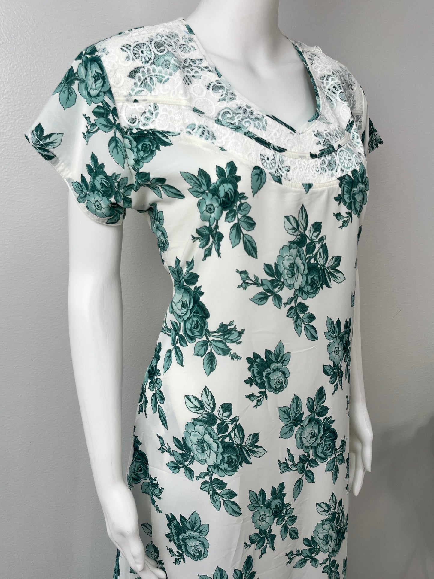 Green Flora Chiffon Soft & Breathable Nighty for Women