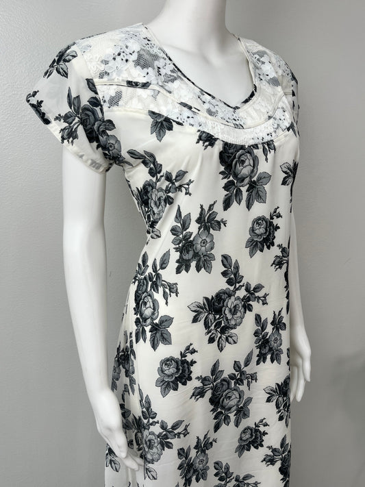 Black & White Premium Chiffon Fabric Nightgown