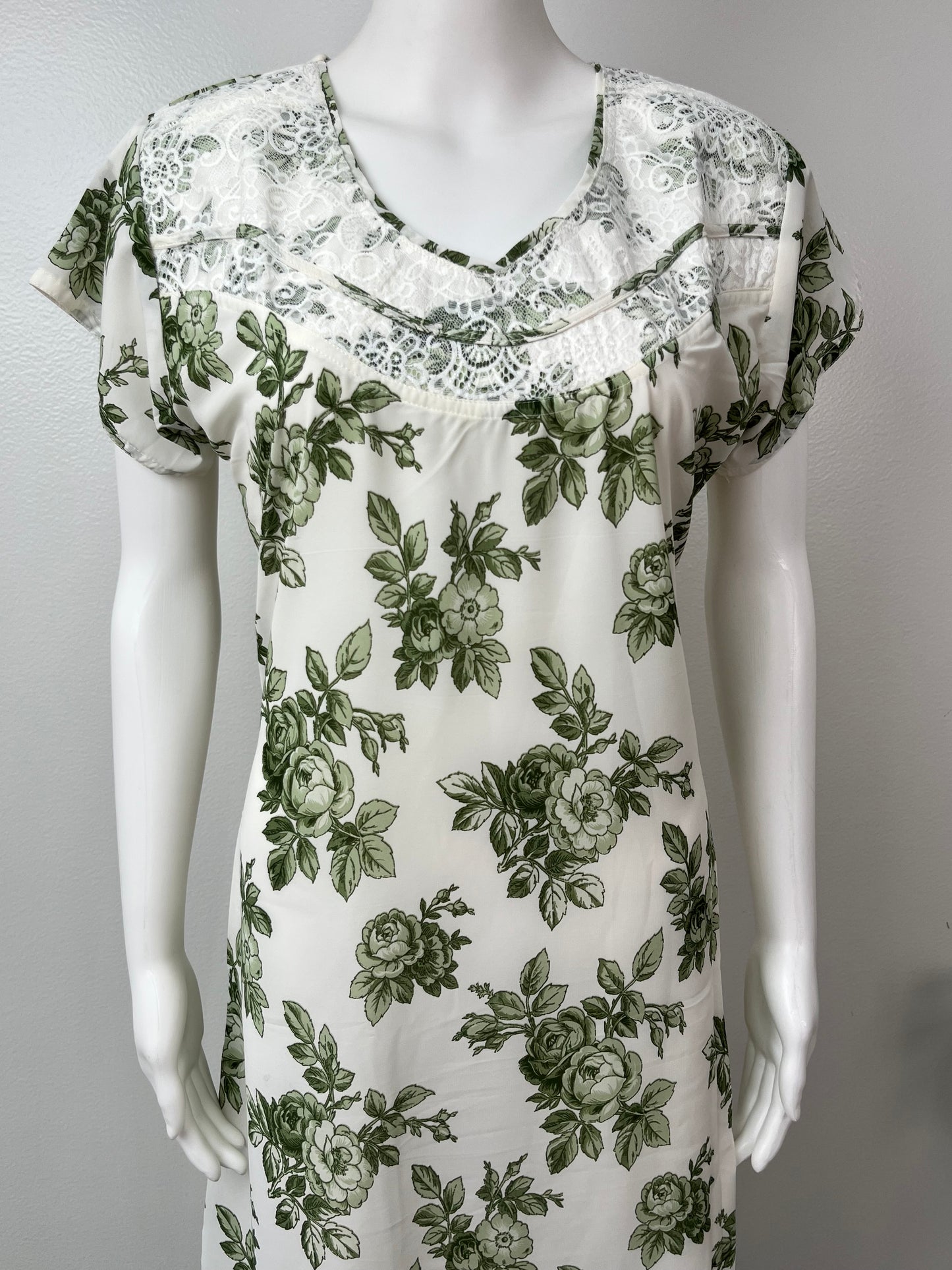 Serene Lace & Leaf Chiffon Nightgown for Women