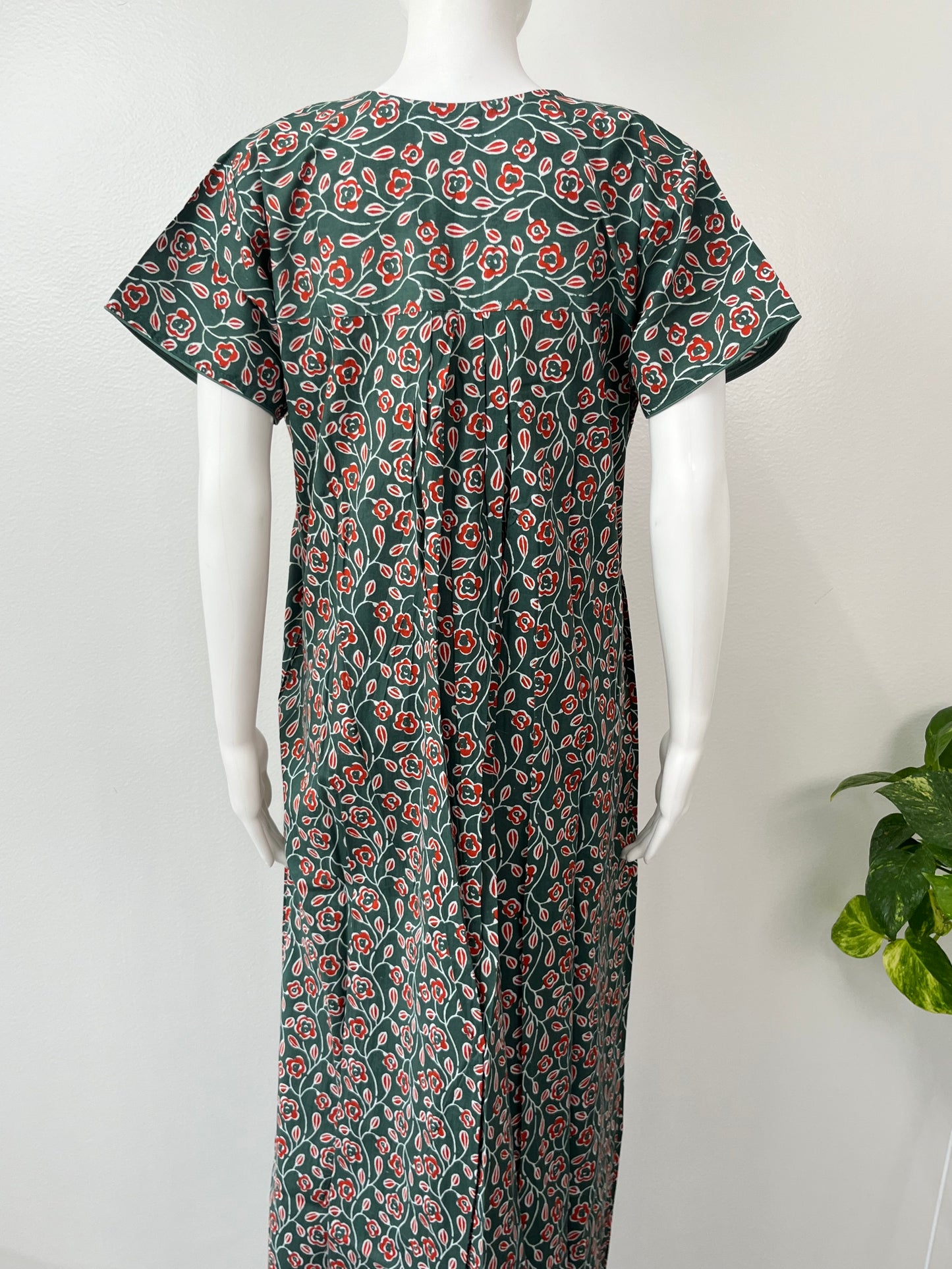 Forest Green Pure Cotton Nightgown Soft & Breathable