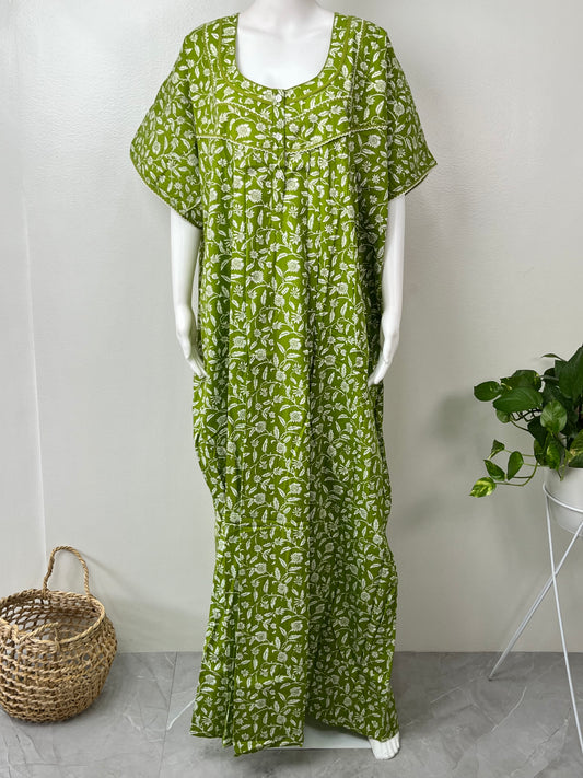 Sage Green Pure Cotton Nightgown Elegant & Breathable