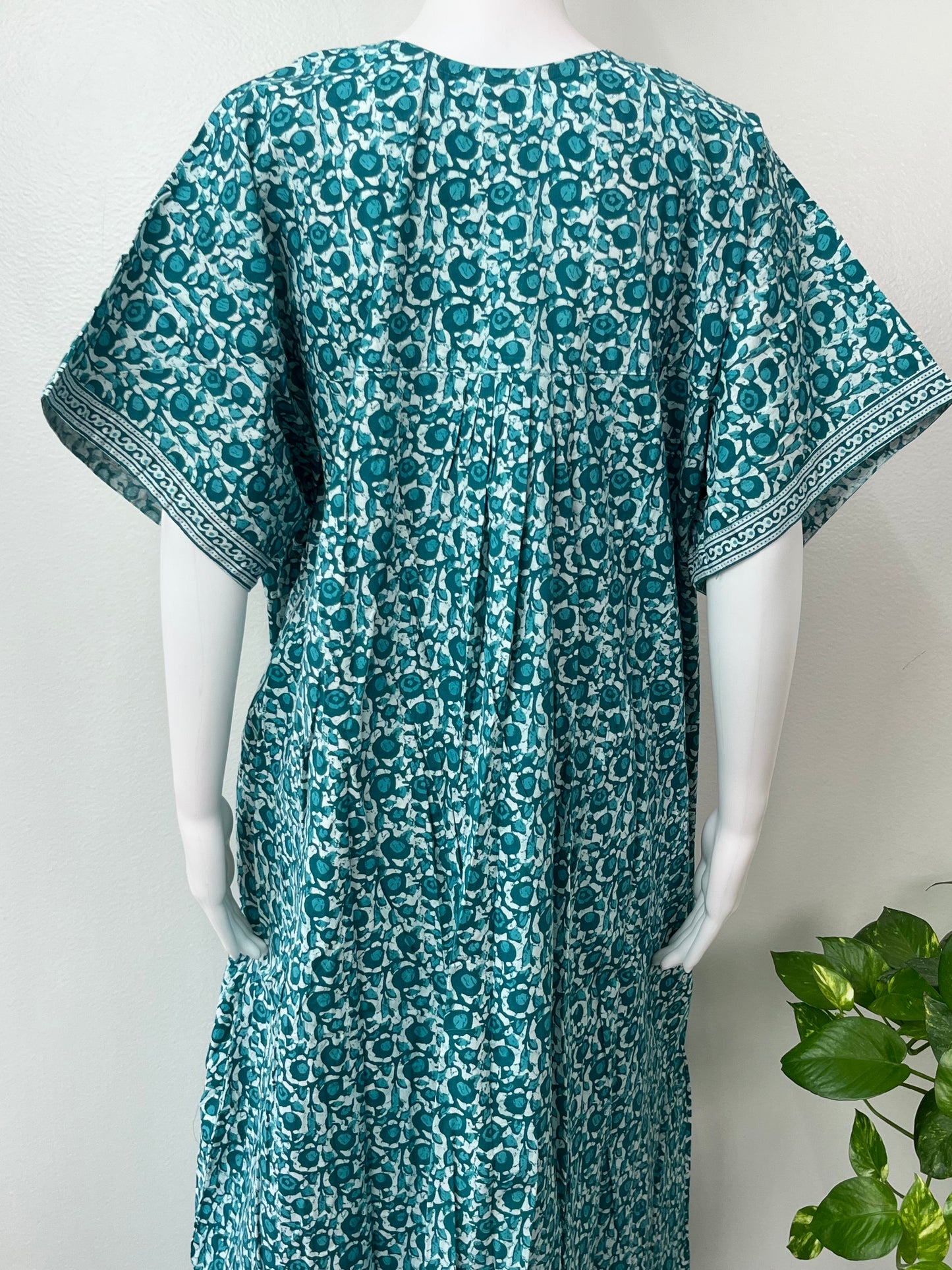 Teal Blue Pure Cotton Women's Nightgown