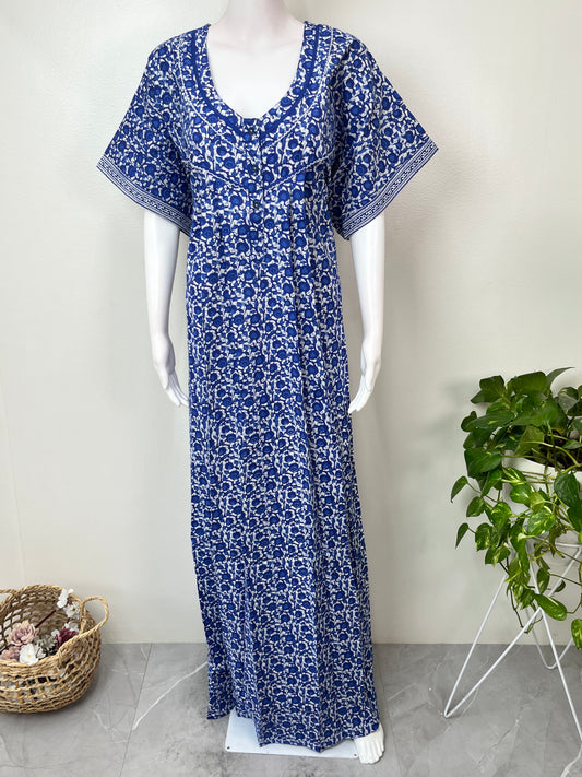 Royal Blue Pure Cotton Nighty for Women