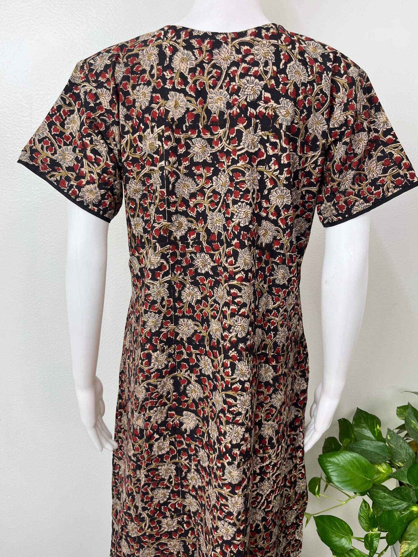 Black Pure Cotton Embroidered Nighty for Women