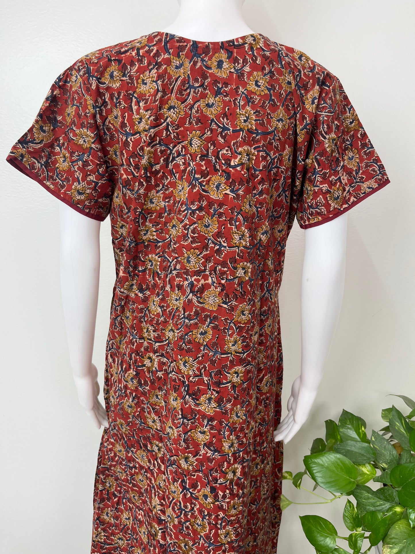 Maroon Pure Cotton Kalamkari Nighty