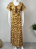 Yellow Printed A-Line Pure Cotton Nighty For Women