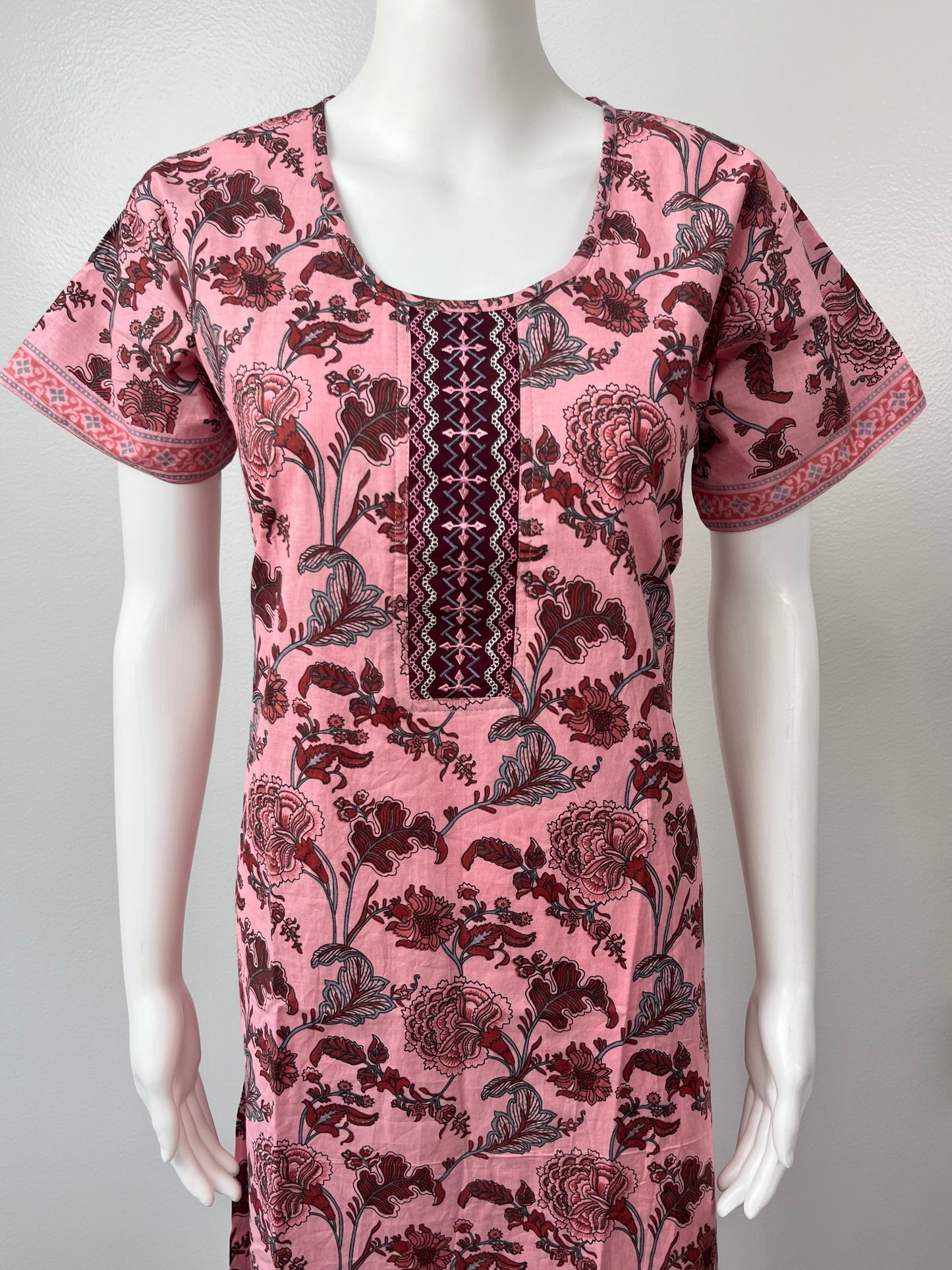 Pastel Pink 100% Pure Cotton Nightgown For Women Soft & Comfortable