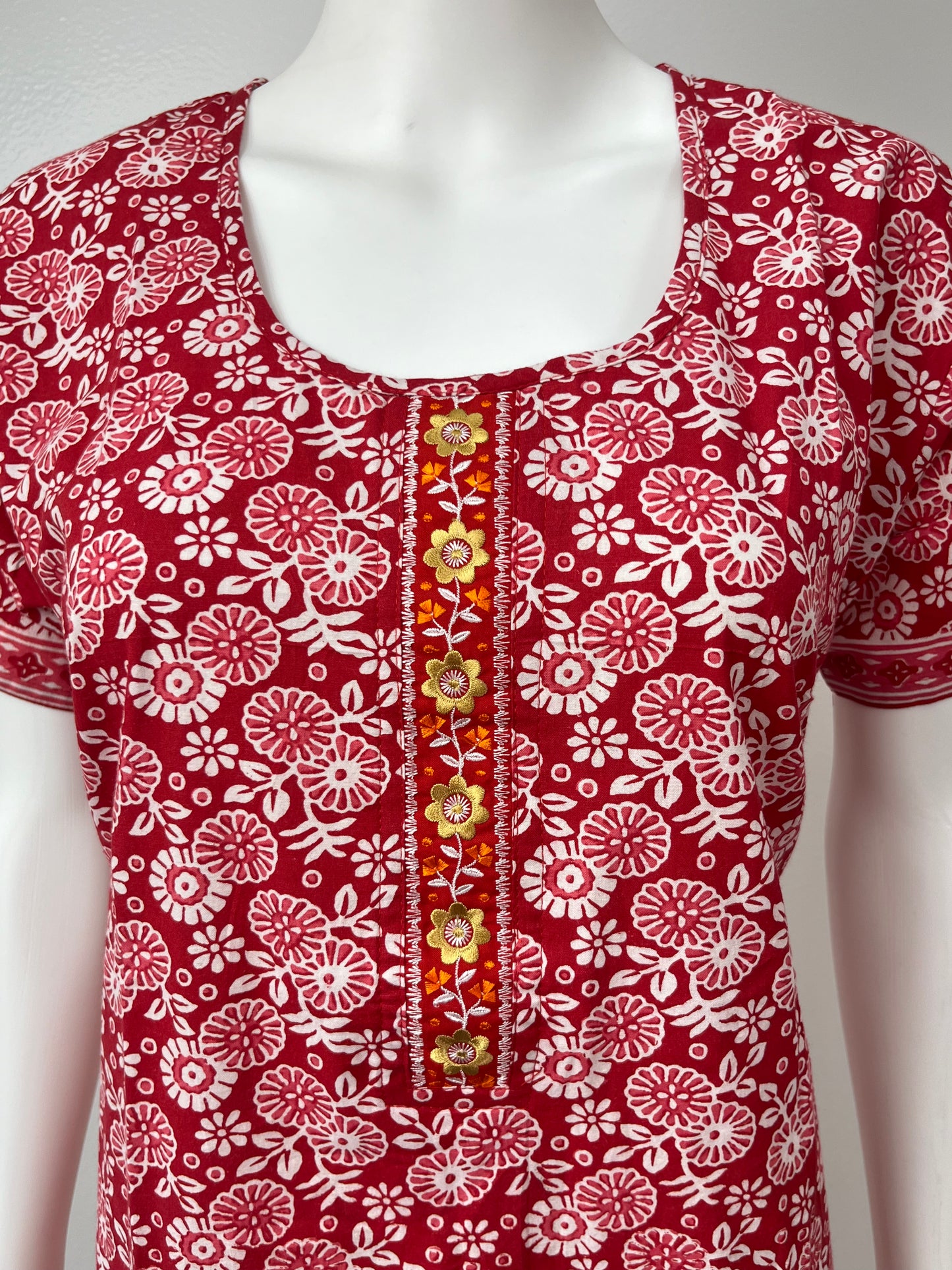Red 100% Pure Cotton Nighty for Women