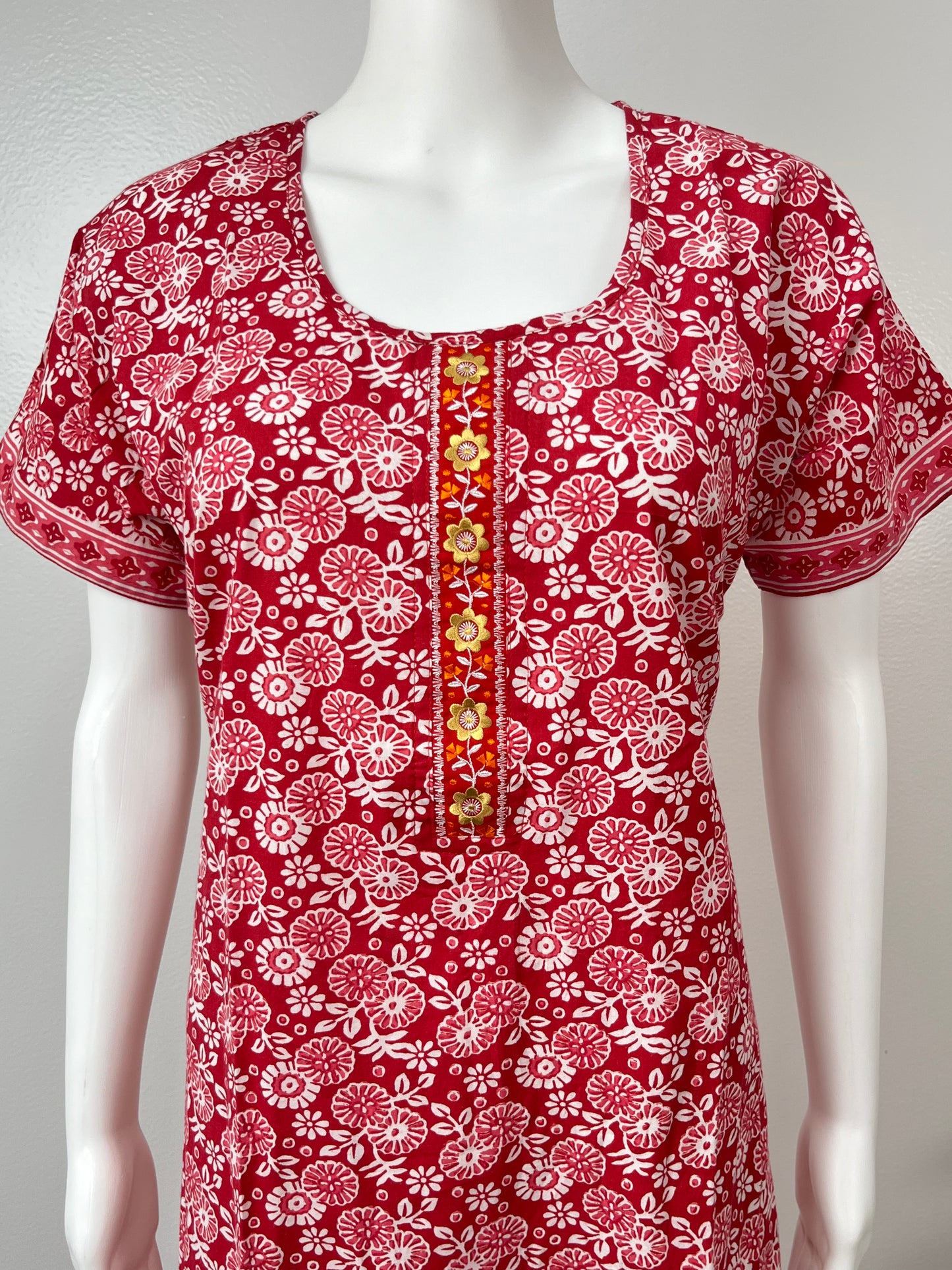 Red 100% Pure Cotton Nighty for Women