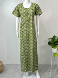 Green A-Line Pure Cotton Nightgown for Women