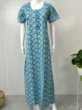 Sky Blue Printed Pure Cotton Nighty Soft & Comfortable