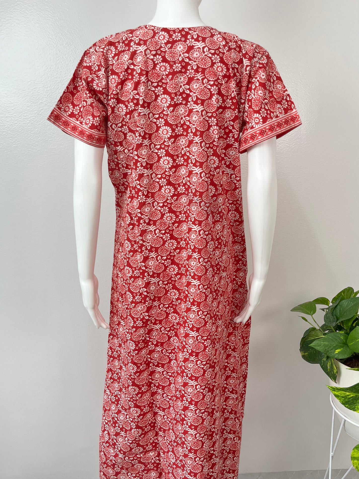 Red 100% Pure Cotton Nighty for Women