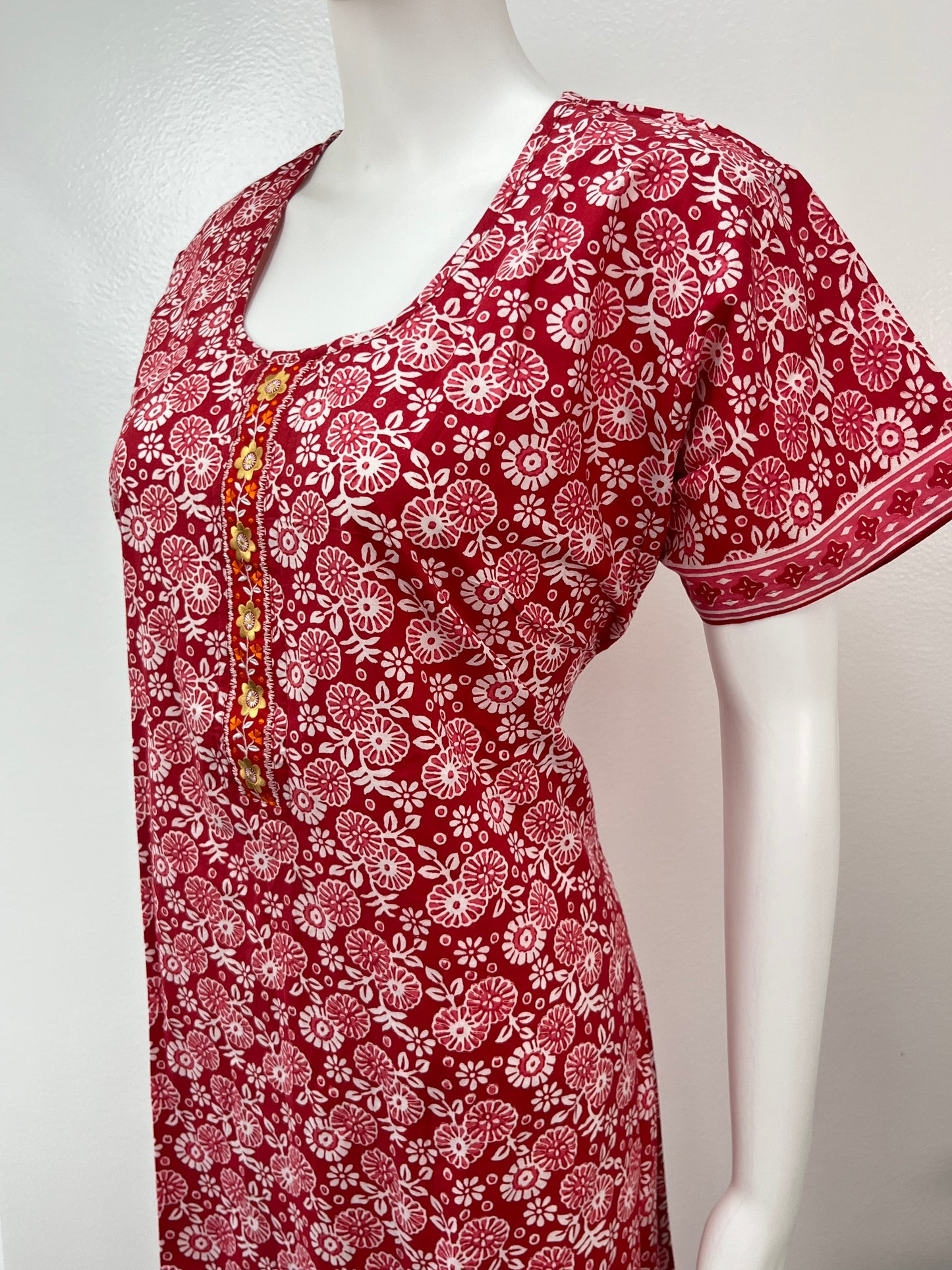 Red 100% Pure Cotton Nighty for Women
