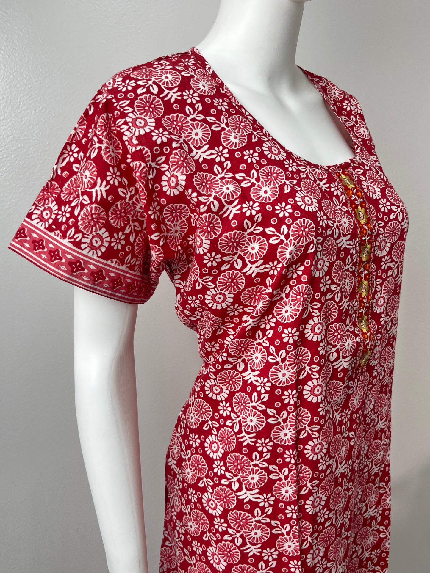 Red 100% Pure Cotton Nighty for Women