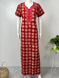 Red Batik Printed Pure Cotton Nighty