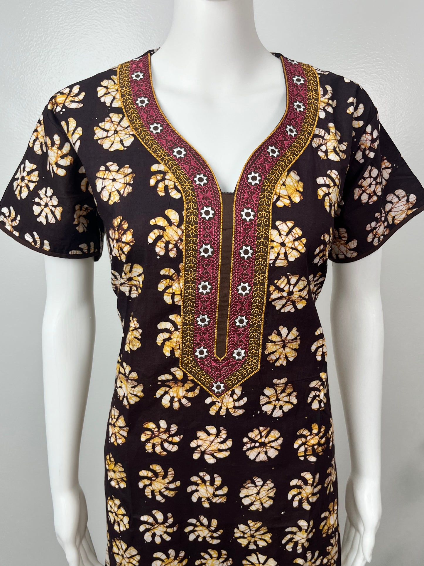 Brown Batik Print 100% Cotton Women's Nighty Soft & Breathable