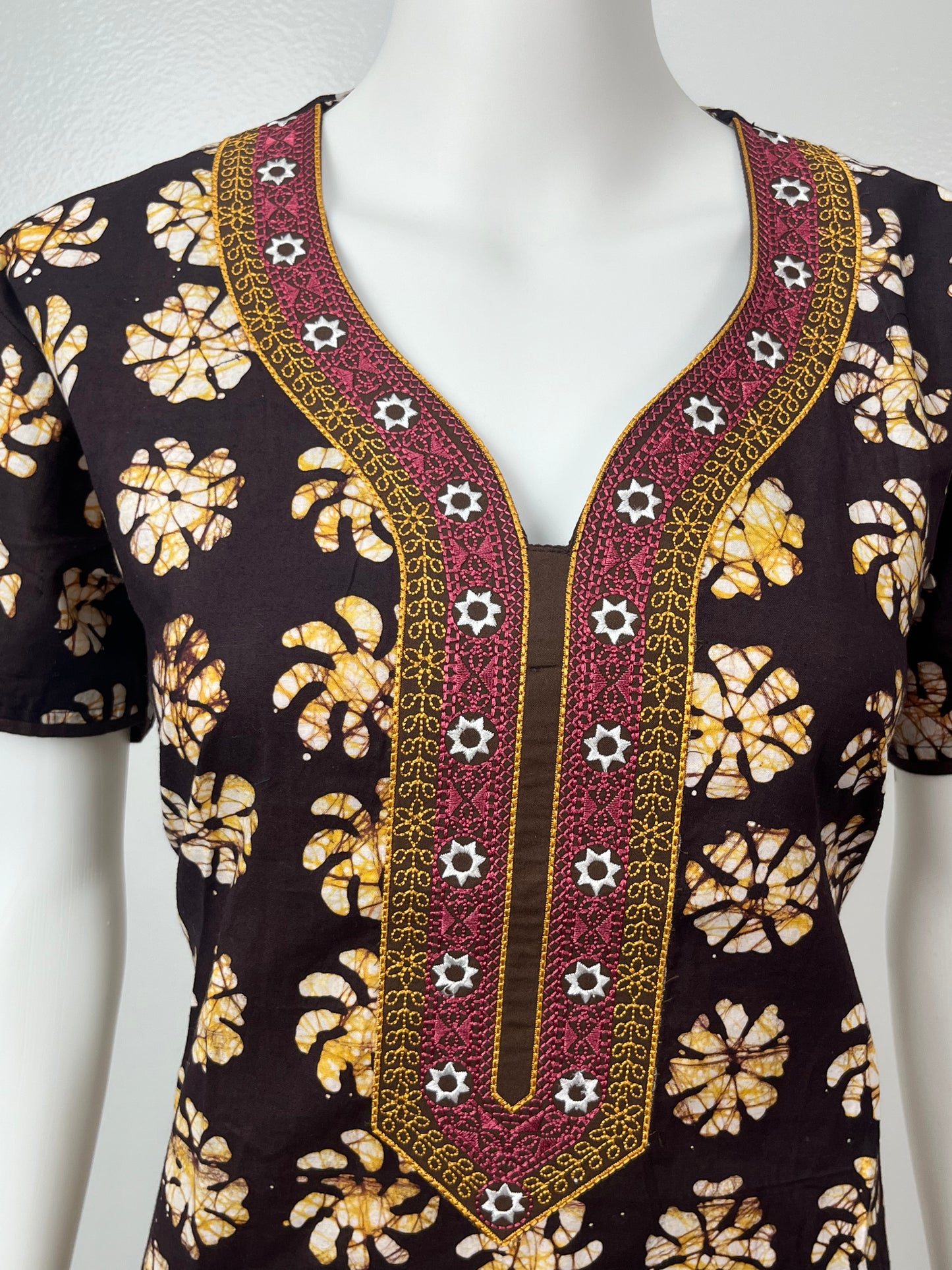 Brown Batik Print 100% Cotton Women's Nighty Soft & Breathable